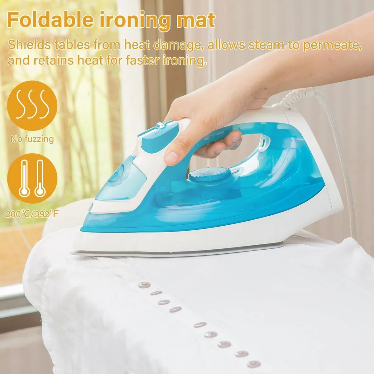 Tabla de Vapor para Ropa, Soporte Plegable para Plancha Vertical – colchón Planchado con Guantes para Dormitorio apartamento casa Cama Mesa Ropa encimera Hotel Camisa Viaje