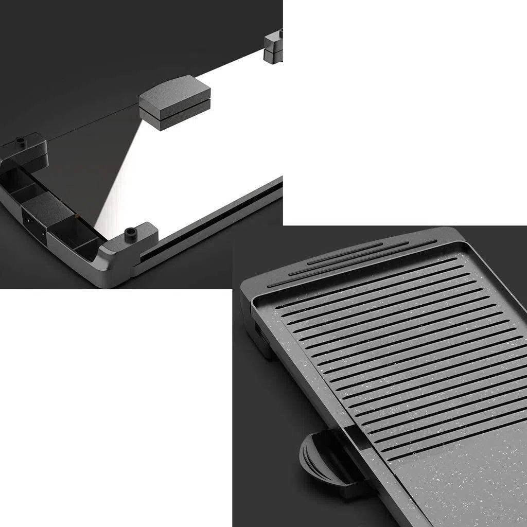 Parrilla Eléctrica Plancha de Asar Sartén eléctrica para parrilla, parrilla de mesa 2 en 1, parrillas de contacto para barbacoa para interiores Parrilla sin humo para interiores, superficies de coc