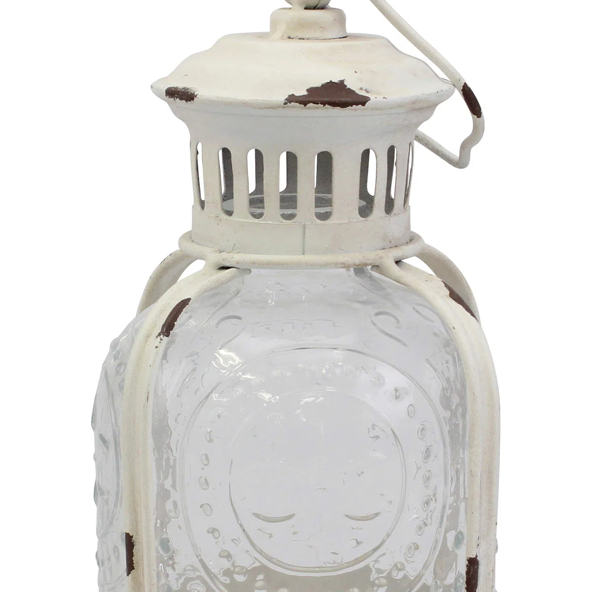Stonebriar - Farol de Metal Blanco Desgastado Antiguo, úsalo como decoración para Fiestas de cumpleaños, un Centro de Mesa rústico de Boda, o CREA un Ambiente Relajante de SPA, para Uso en Interiores