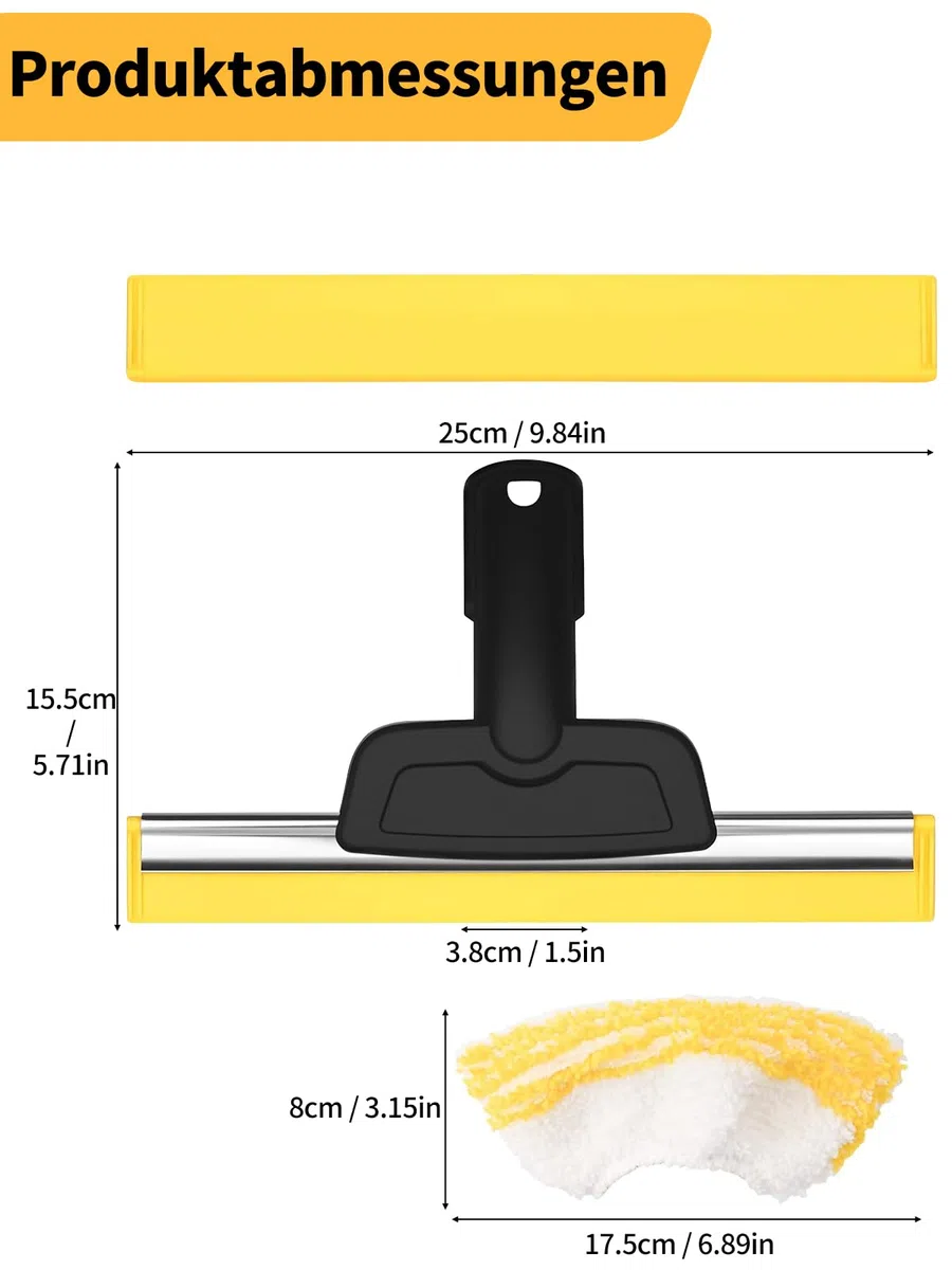 Buse pour vitres pour nettoyeur vapeur avec kit de chiffons microfibres, accessoire pour vitres pour SC1/ SC2/ SC3/ SC4/ SC5/ CTK10/20 EasyFix Deluxe, nettoyage du verre