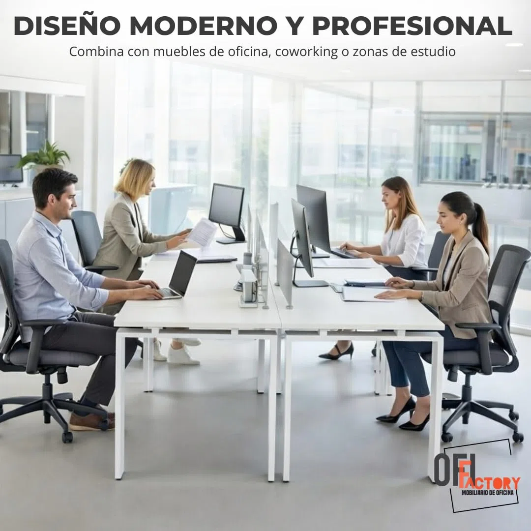 Mesa Oficina Profesional | Escritorio Madera con Tablero de Melamina 25 mm para Despacho, Teletrabajo, Ordenador o Estudio | Mesa Ordenador Escritorio Grande (Blanco, 140X80)