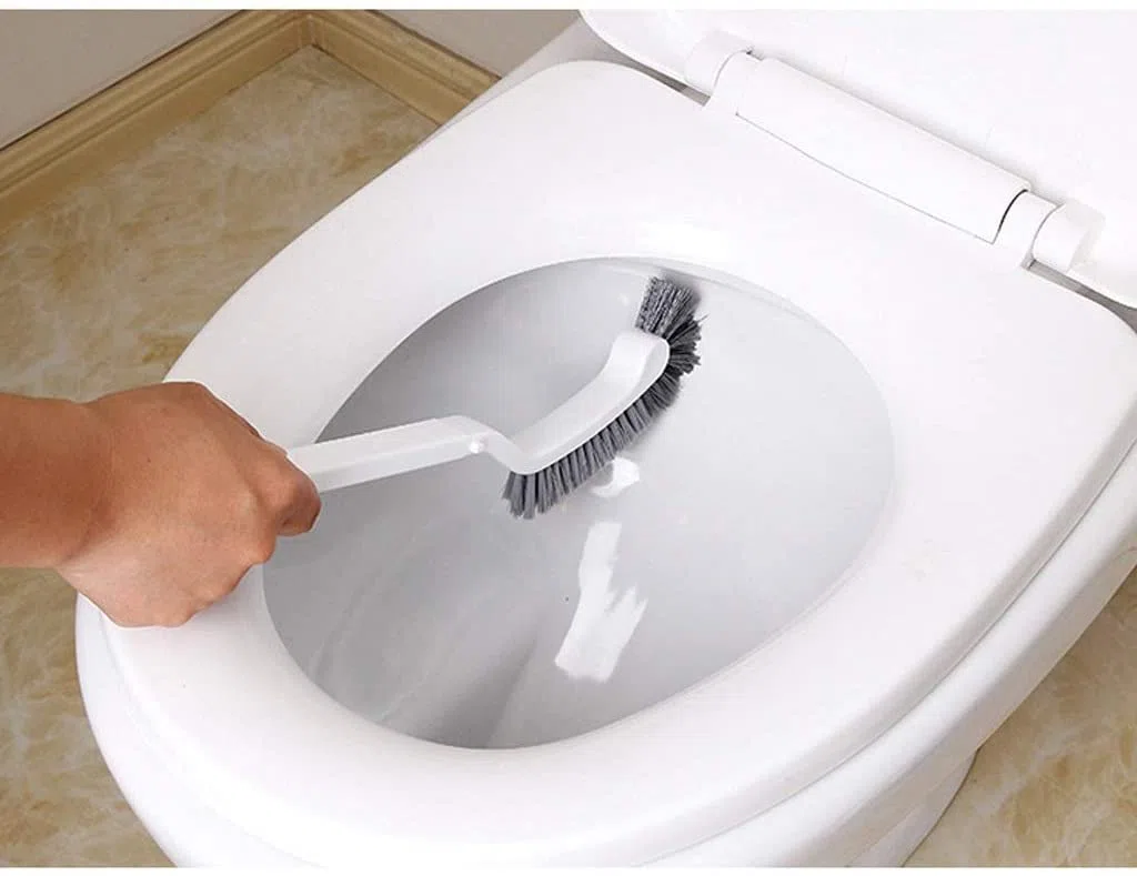 Escobilla de inodoro con soporte, soporte de plástico para escobilla de inodoro en forma de arco, mango largo, juego de limpieza de inodoro para el hogar, baño, cepillo de inodoro y soporte para
