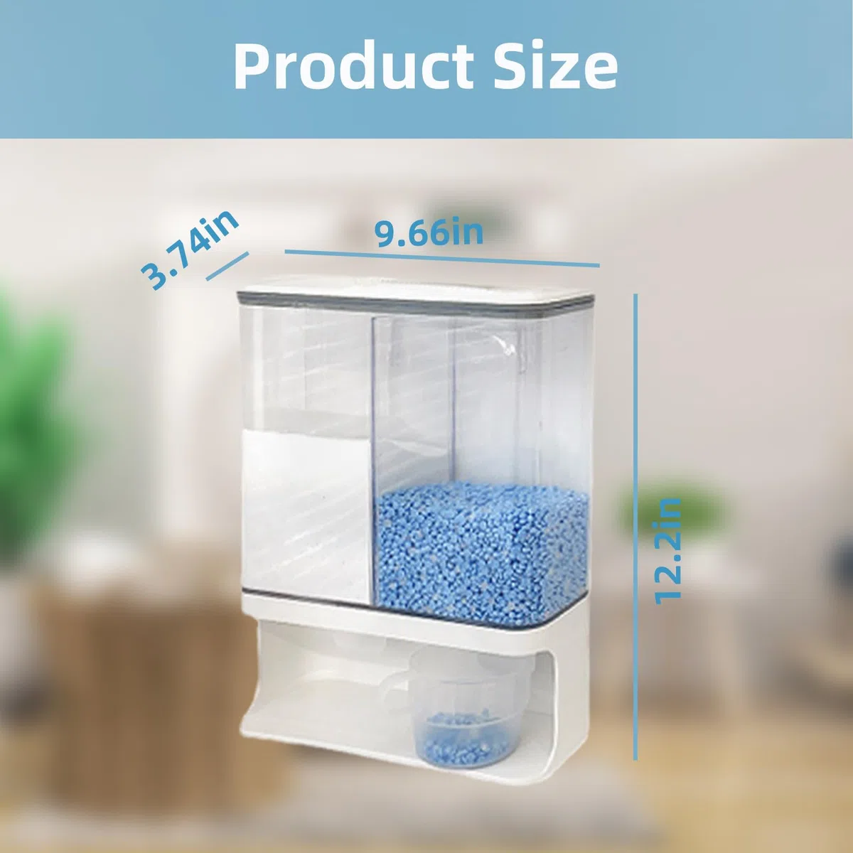 Tefola Contenedor de almacenamiento de 3 litros dispensador de detergente con tapa, sellado en la pared, recipiente para cereales, dispensador de perlas perfumadas para arroz, perlas de lavandería