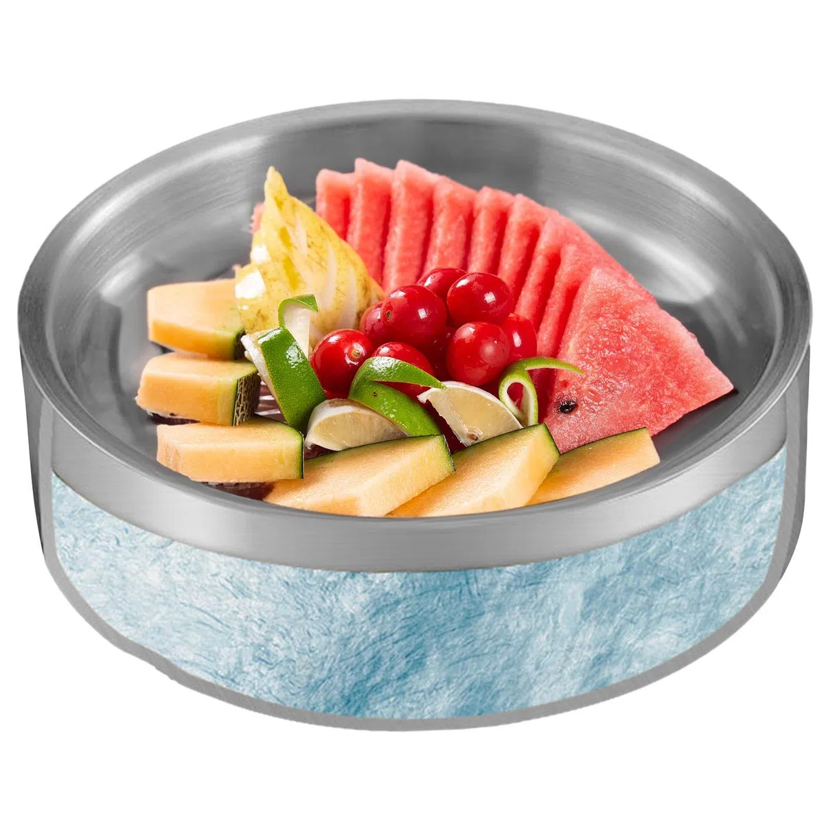 Cuenco enfriador de inmersión – Platos para servir fríos, cuenco de ensalada de acero inoxidable | Portátil y duradero para fiestas, al aire libre para servir bebidas con bar, salsa, entretenimiento