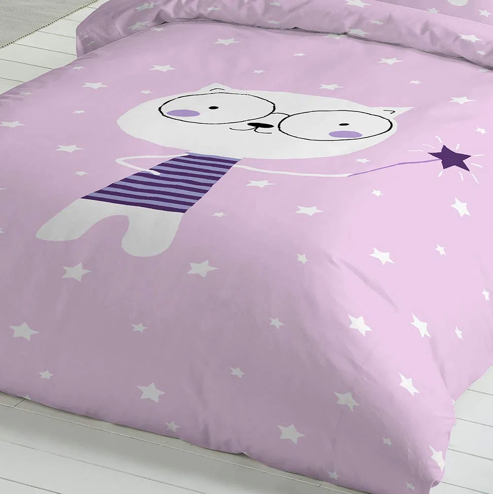 COTTON ARTean Funda Nórdica Infantil Cama 90 Algodón Clara Rosa | Incluye 2 piezas: F. Edredón 150x220 +1 F.de Almohada Cierre Botones.Certificado OEKO-TEX