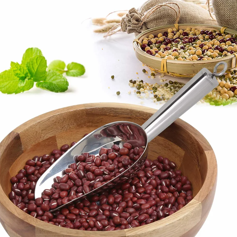 Yctze Pala de Acero Inoxidable Resistente de 38 Oz, Pala de Metal Multifuncional para Hielo, Granos de café, Frutas Secas y Comida para Perros, Gran Capacidad de 8 Onzas (38 onzas)