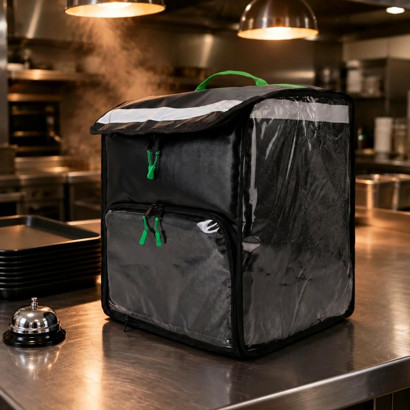 Qianly Mochila de Reparto Térmica Bolsa de Entrega Mochila Isotérmica Bolsa de Comida Impermeable Capacidad 50 Aislamiento de Espuma y Exterior PVC Adecuada para Restaurantes Rutas de Reparto