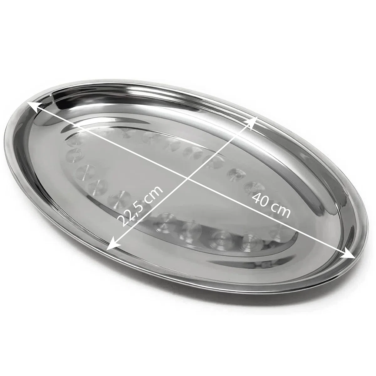 Set de 2 Bandejas de Servir Oval - Fuente para Emplatados - Bandeja Camarero - Plato de Acero Inoxidable - Bandeja de Acero - 40 cm