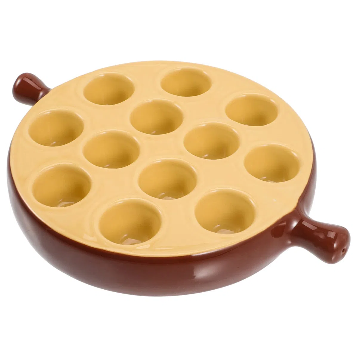 HOMSFOU Plato Para Caracoles De Cerámica Bandeja Para Hornear Con 12 Compartimentos Base Antideslizante Y Asas Suaves 9.05 X 6.69 X 1.25 Pulgadas Para Servir Escargot Y Aperitivos