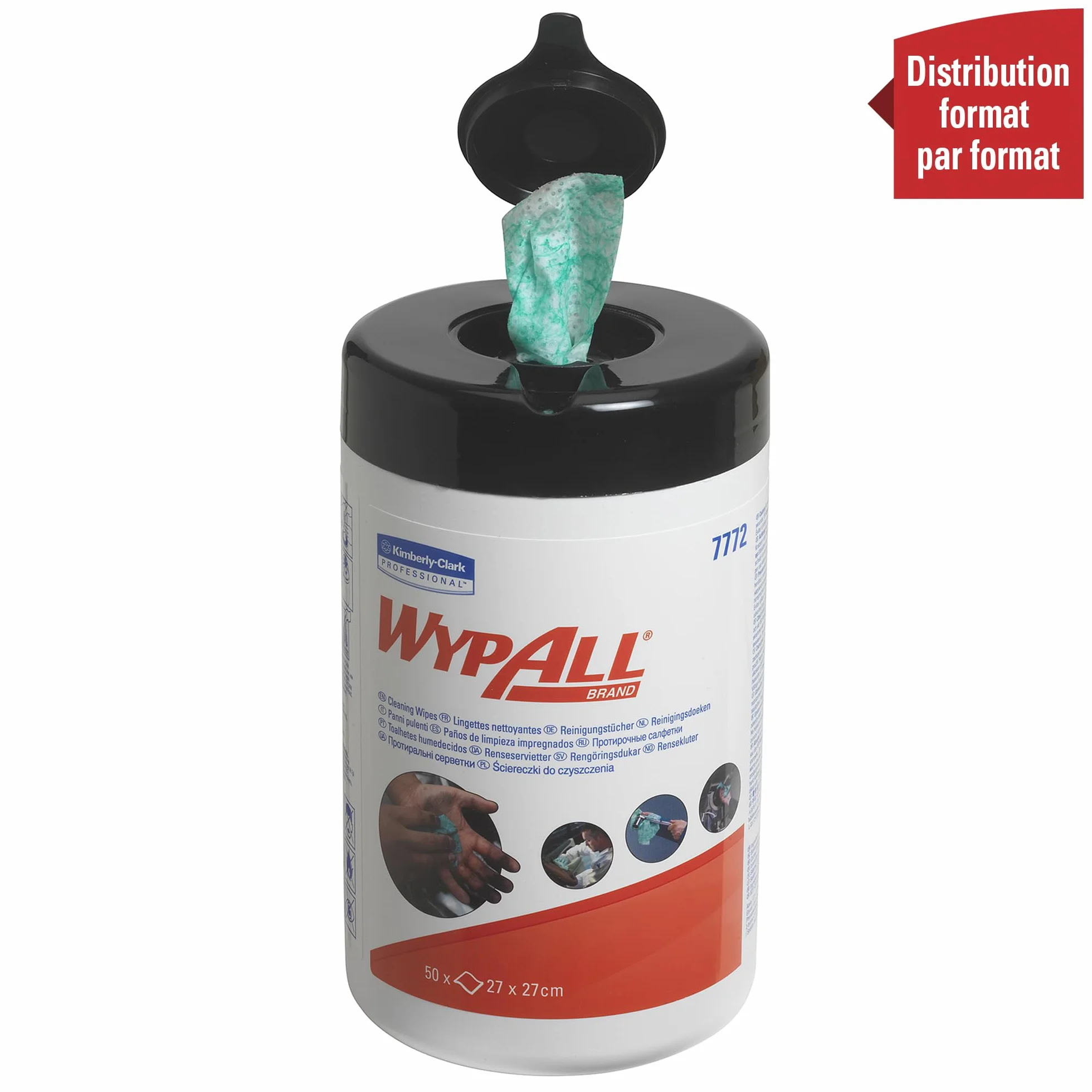 WypAll Recarga de Paños de Limpieza Impregnados 7772, 1 Capa, Paños Industriales Multiusos, 6 Paquetes x 50 Paños (300 total)