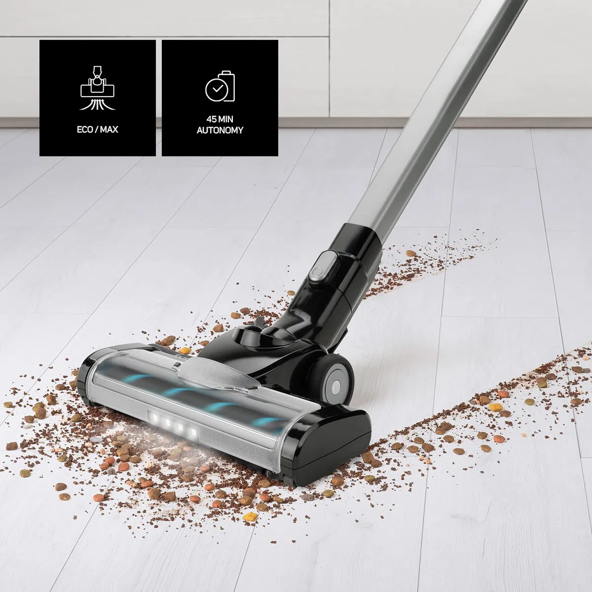Taurus Ideal Avant - Aspirador 3 en 1. de escoba, de mano y lanza "EXTENSIVE". 29.6V. 650 ml. Zapata Turbo Brush con 2 cepillos. HEPA. 180º. Autonomía de 45 min. Simple Charge. Gris.
