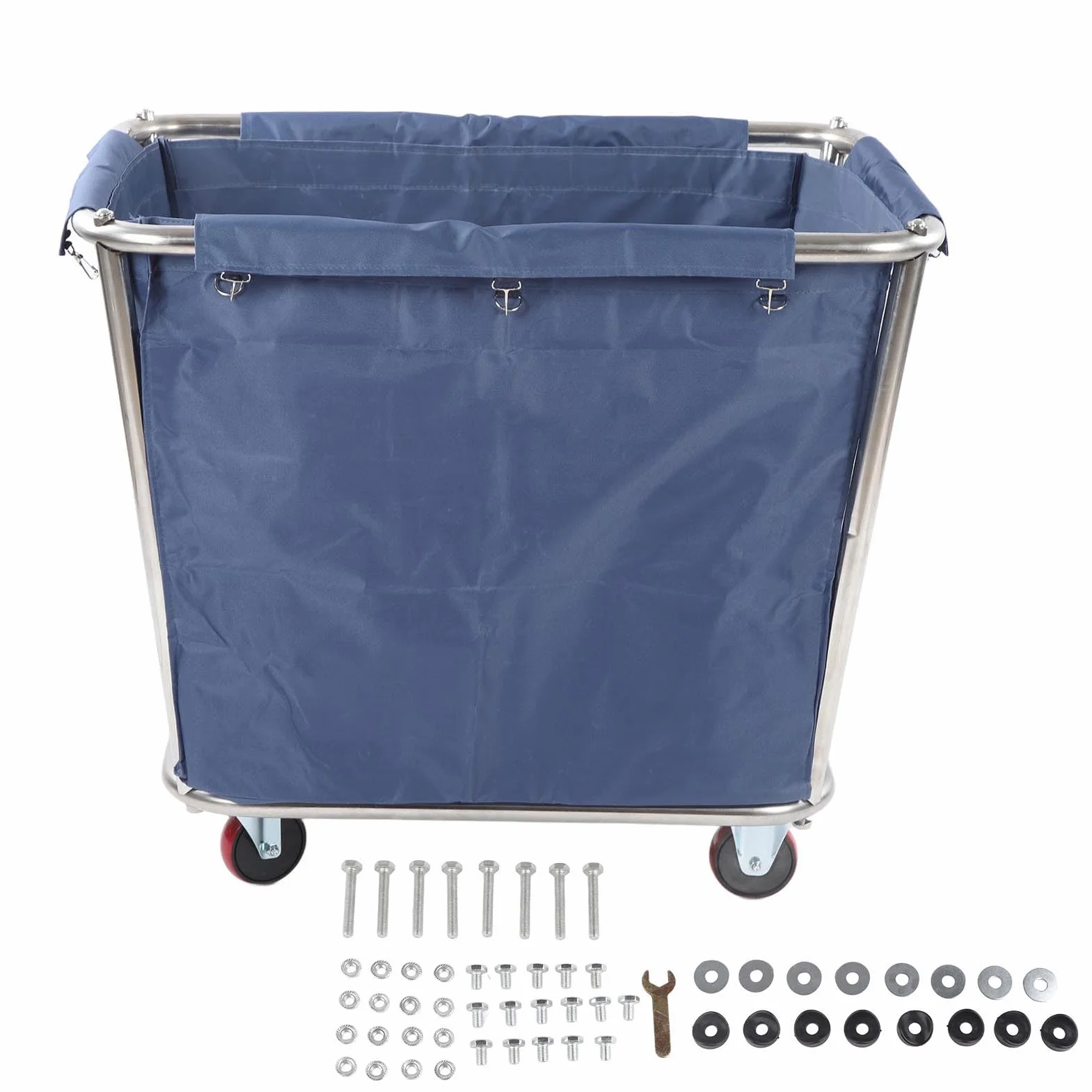 Carro de Lavandería Comercial, Cesta de Acero Inoxidable Resistente, Cesta Rodante Industrial para Hoteles, Dormitorios