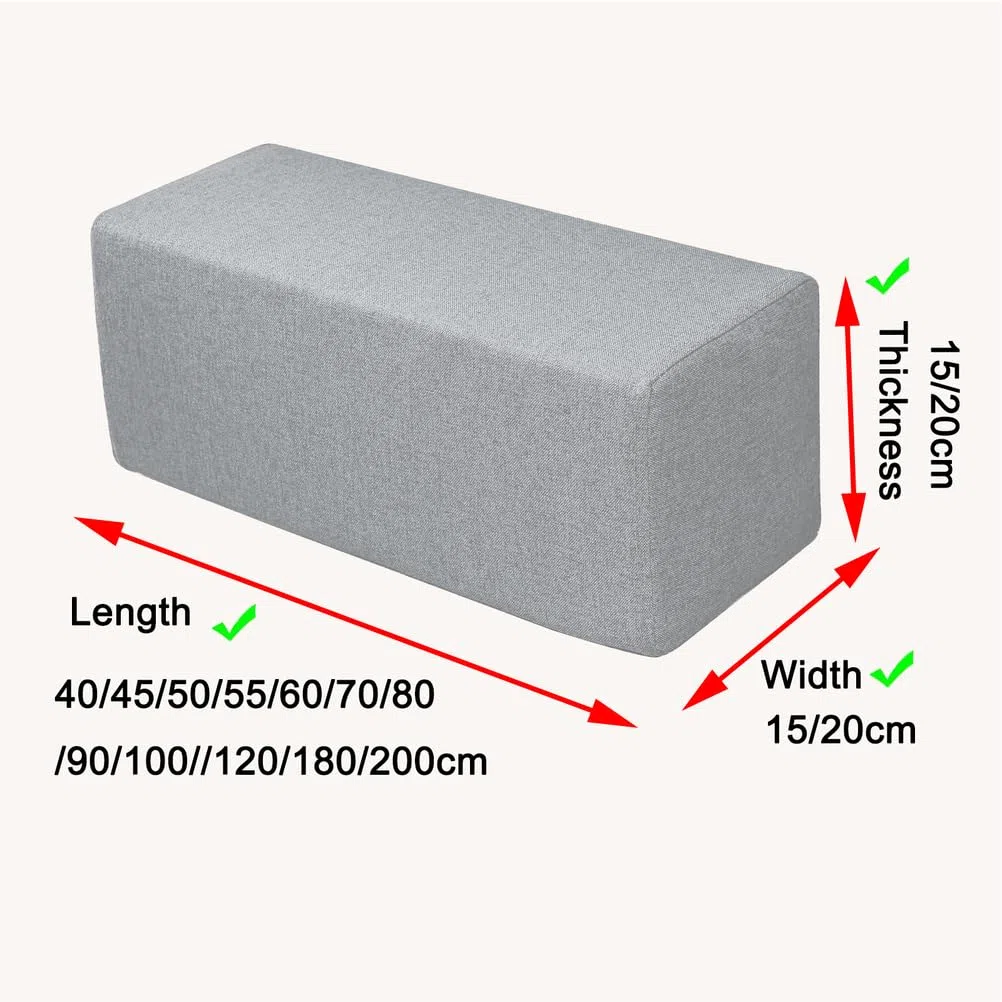 Genérico Cojín para Reposabrazos De Sofá, Cojín Lumbar Rectangular De Espuma Gruesa, Cómodo Cojín De Cabecera Y Respaldo Extraíble, para Camas Y Diversos Sofás Y Sillas,Light Brown,50x15x15cm