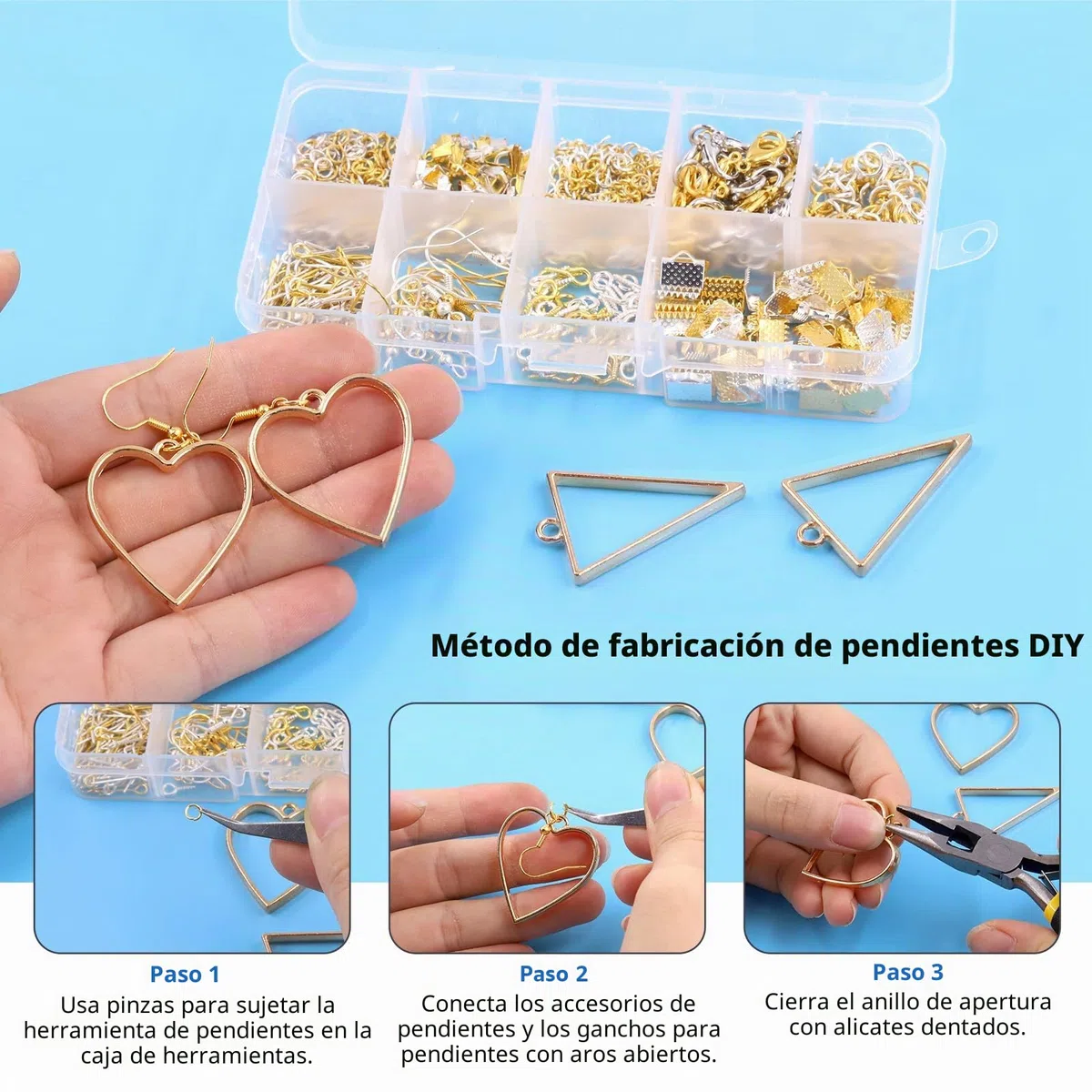 GLARKS Kit de 950 piezas para la creación de joyas con alicates, hilos para cuentas, accesorios y herramientas de medición