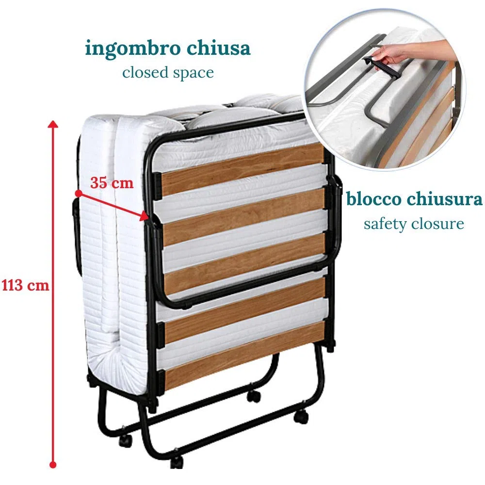 EVERGREENWEB - Cama Plegable 80x190 con Colchón Individual Viscoelástico 10 cm Alto, Funda Desenfundable, Somier de Lamas de Madera, Cama de Emergencia para huéspedes Ahorra Espacio + Almohada Gratis
