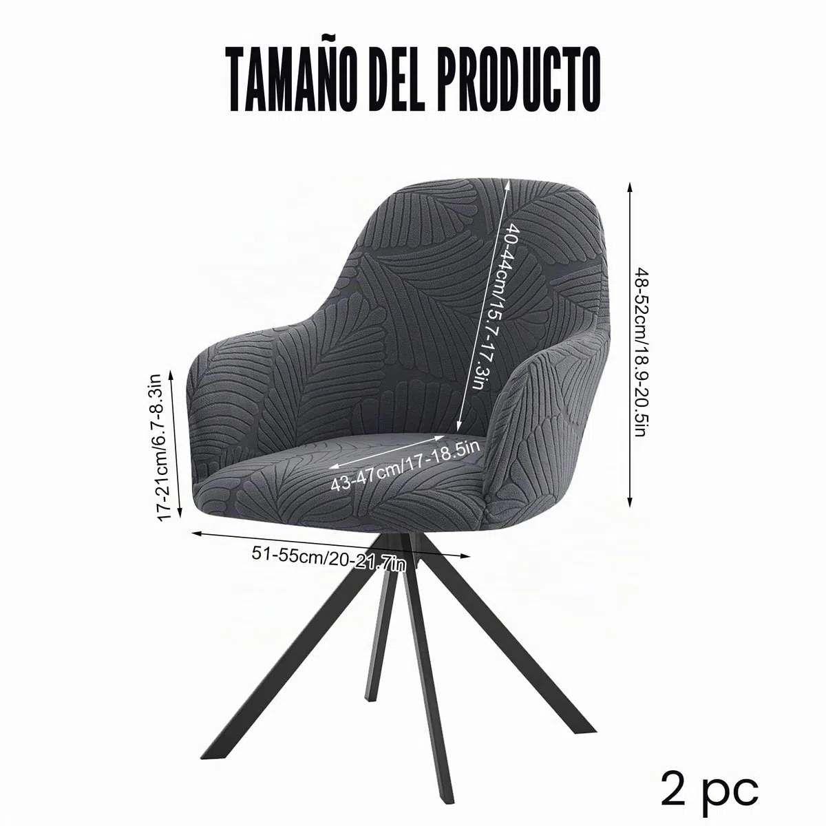 GOMETY Juego de 2 fundas elásticas para silla con reposabrazos, extraíbles, lavables, universales, de jacquard, para sillas de comedor, sillas de cocina, sillas de oficina, bodas, restaurantes