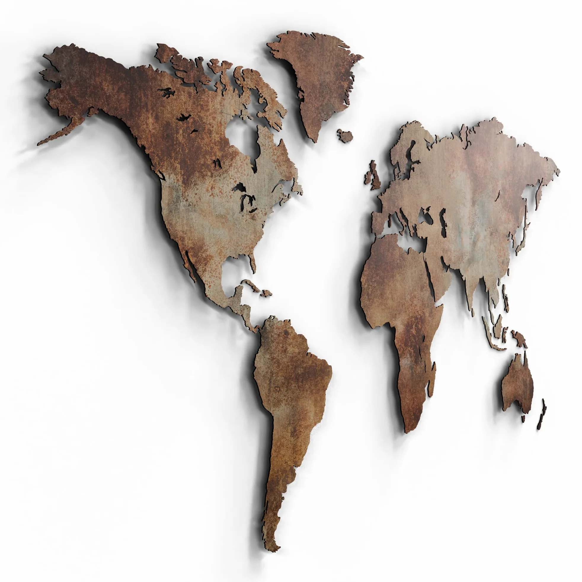 Giallobus - MAPA DEL MUNDO - EDICIÓN ESPECIAL - EFECTO DE ÓXIDO DE ESTILO INDUSTRIAL - DECORACIÓN PARED DE MADERA MDF - 190X105 CM