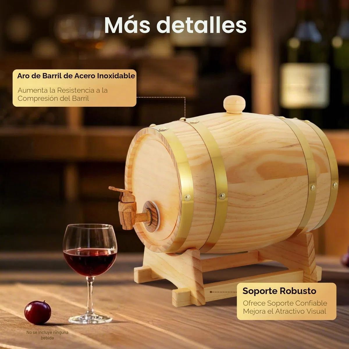 Barriles de madera de roble de 3 litros, barriles de vino, barril de madera con caballete y grifo, barril de roble para almacenamiento de whisky, vino, licores, dispensador de whisky, regalo