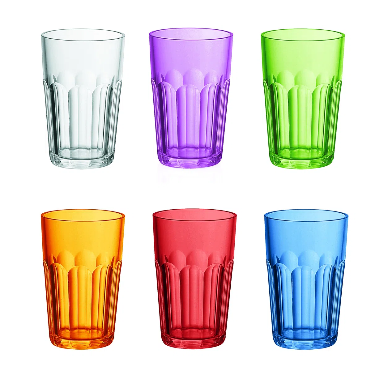 Guzzini - Happy Hour, juego de 6 vasos altos para beber - Ø8 x h12 cm - Capacidad: 420 cc - 07230652