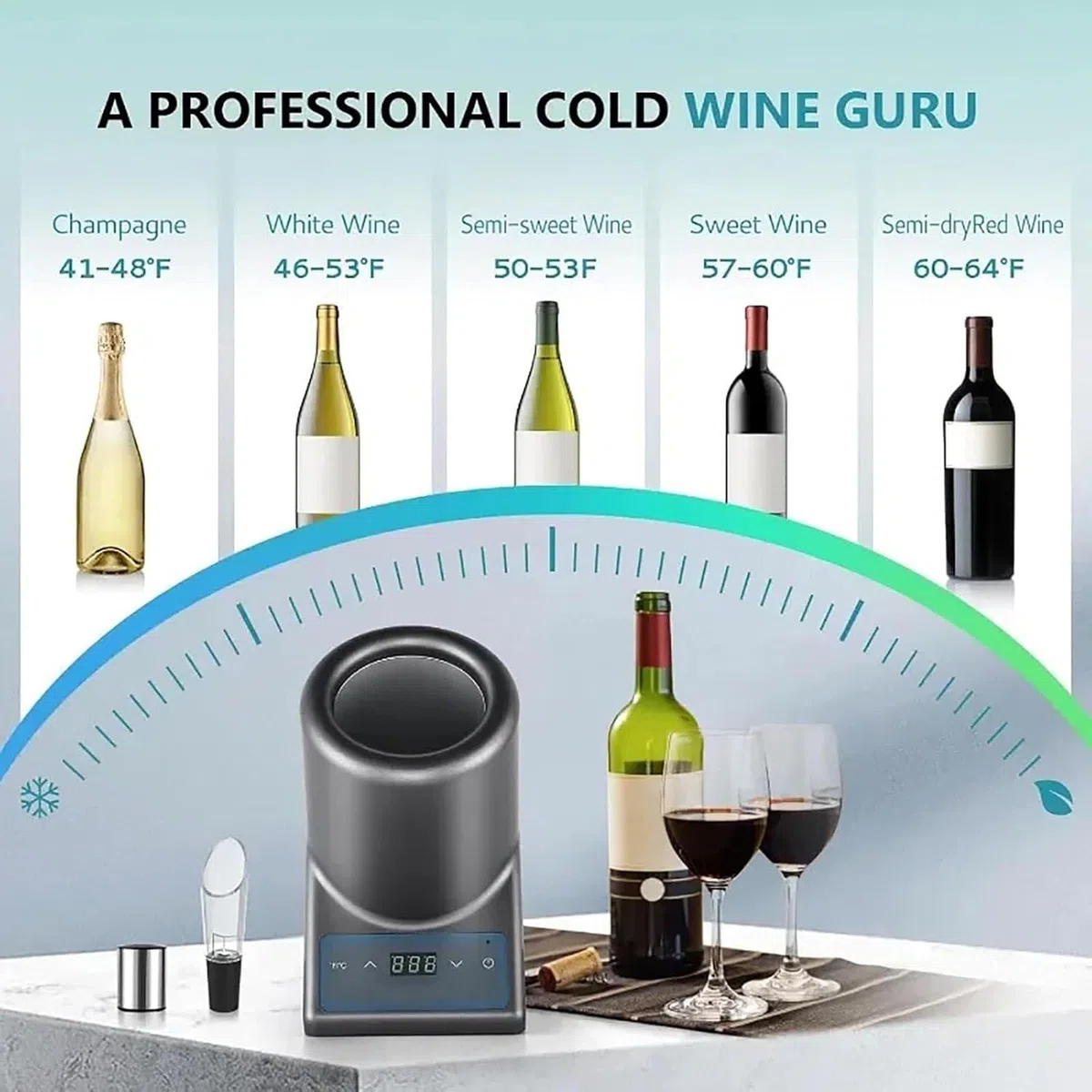 Enfriador De Vino Eléctrico, Enfriador De Botella De Vino Portátil, Enfriador De Champán De Vino De Una Sola Botella, para Cerveza, Agua, Leche, Bebida De Vino