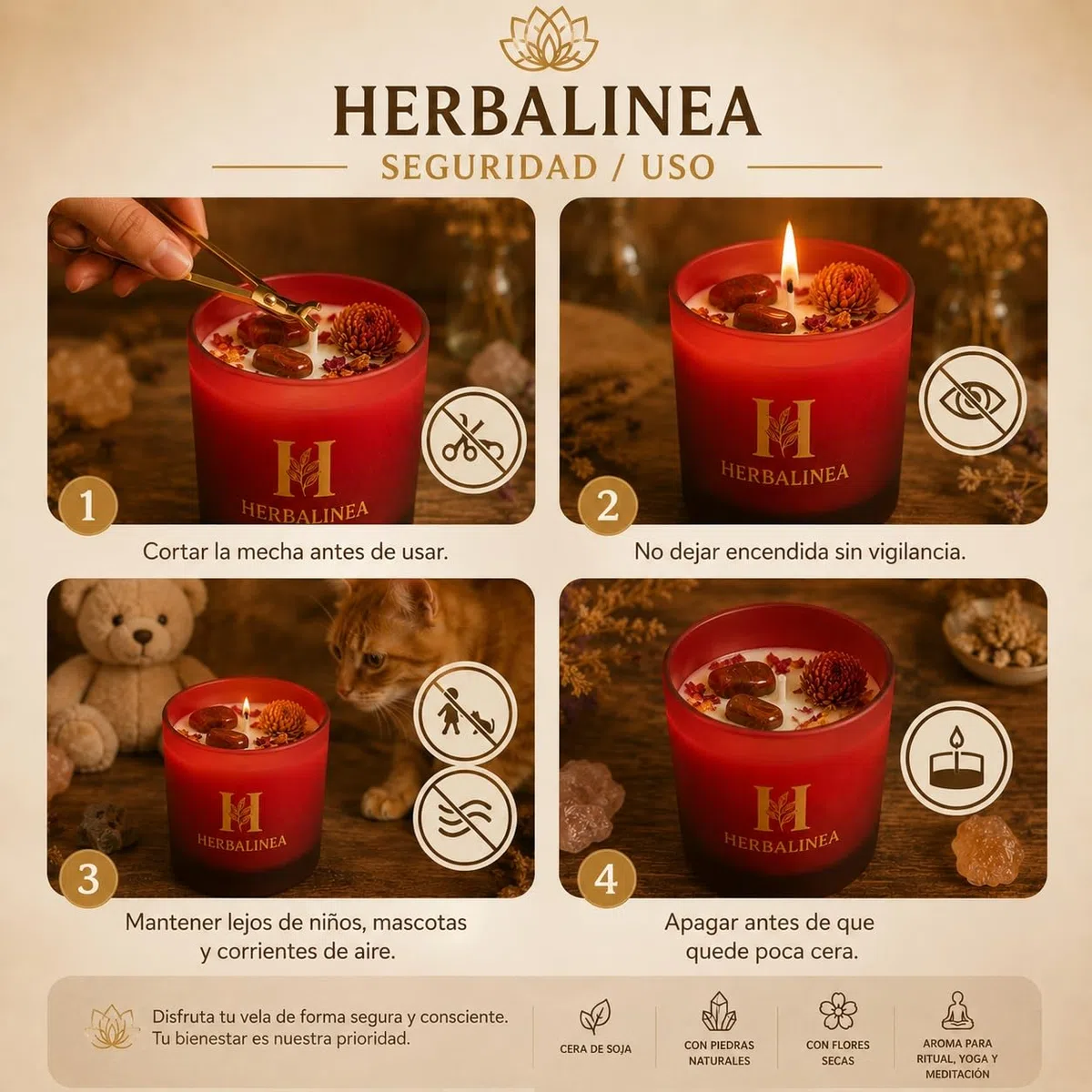 Set 7 Velas Chakra Premium – Velas Aromáticas de Soja con Cristales Naturales y Flores Secas | Pack Espiritual para Meditación, Yoga, Relax y Decoración Zen | Regalo Original