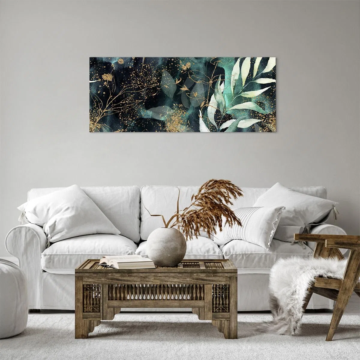 Lienzos decorativos 100x40cm Cuadro Sobre Lienzo Moderno Plantas Hojas Botánica Grande Dormitorio Cocina Cuadros Pared Imágenes Cuadros Decoracion Salon Wall Art Prints Decor Canvas AB100x40-5370