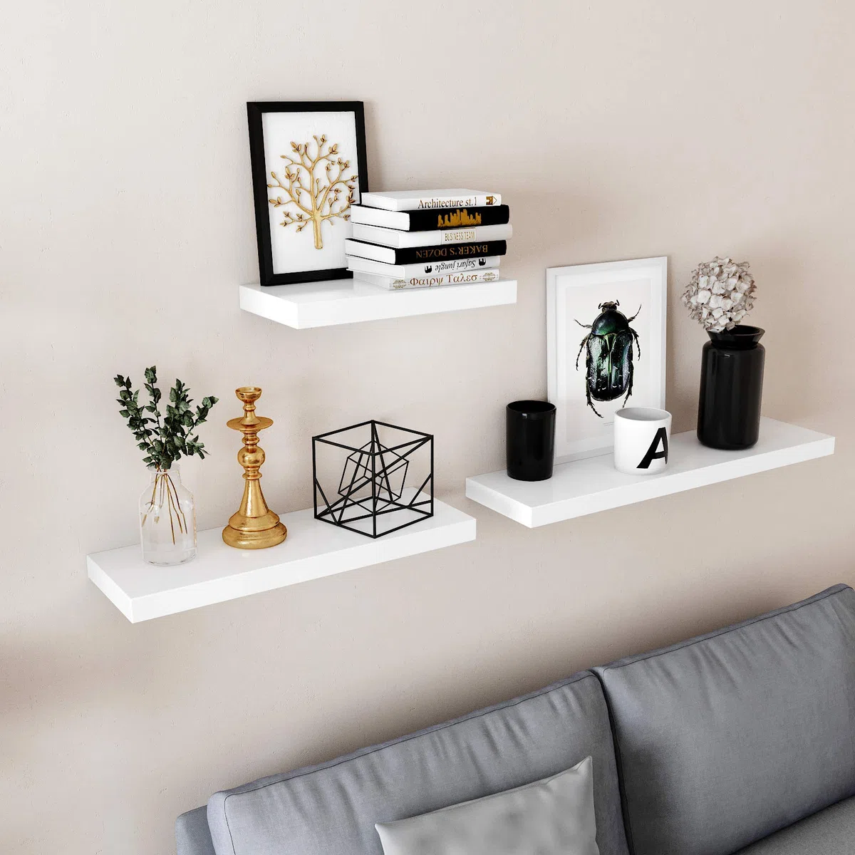 VASAGLE Estante de Pared, Estante Flotante, 20 x 80 x 3,8 cm, Balda de Pared para Marcos de Fotos, Decoración, para Salón, Estudio, Cocina, Blanco Clásico LWS28WT