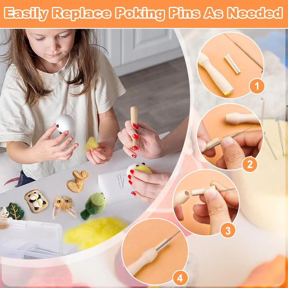 LIMITADA Lana de Fieltro Kit Fieltro de Lana para Manualidades Lana de Fieltro para Relleno de 20 Colores Hilo de Fieltro Kit de Lanas del Fieltro Agujado con 18 Agujas y Mango para Manualidades