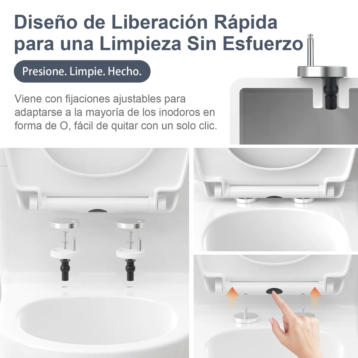 SURFOU Tapa WC Universal Blanco, Tapas de Water Amortiguada, Asiento Inodoro Blanca Plástico, Toilet Seat Cierre Suave Tapadera Bater Taza Vater Retrete Tapaderas Inodoros Asientos