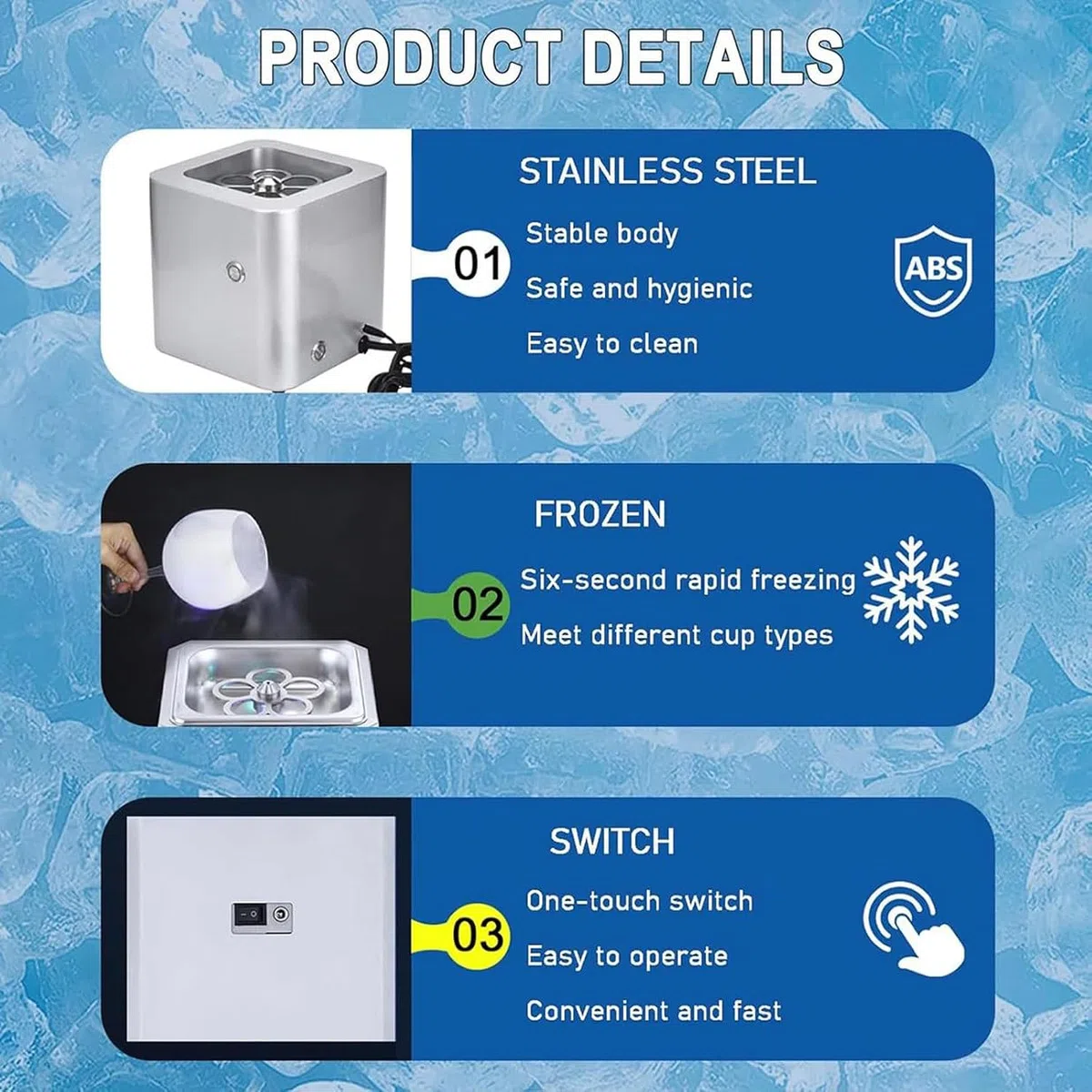 Enfriador de vidrio - Espumador instantáneo de bebidas para cócteles, cervezas, vinos y bebidas mixtas - Ideal para bares y restaurantes