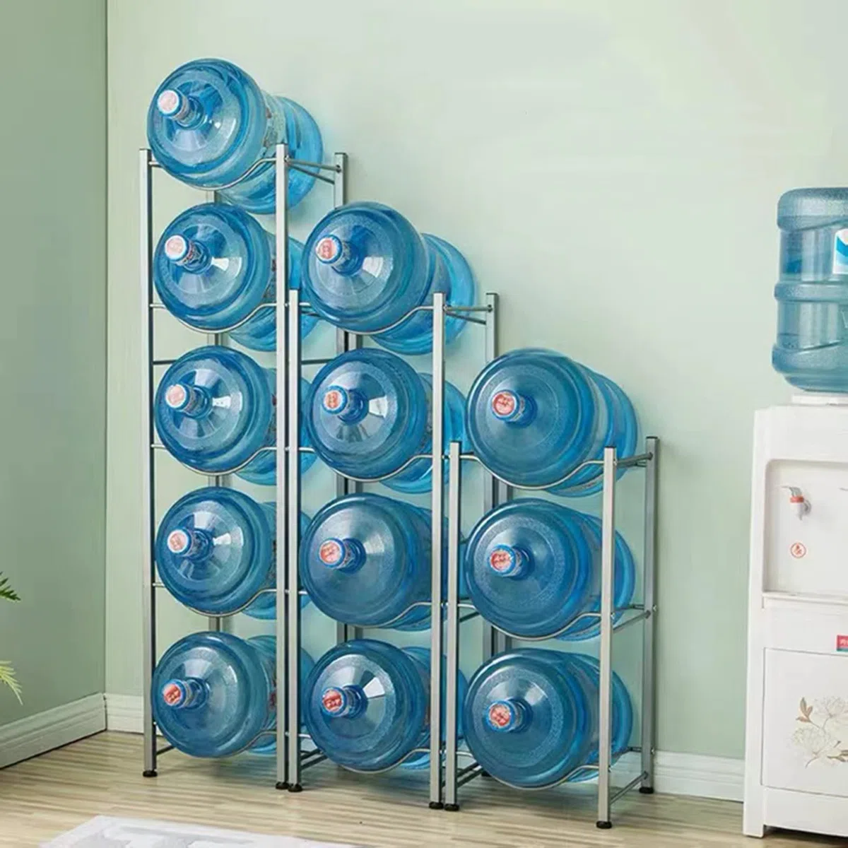 Estante resistente para jarra de agua de 5 galones y soporte desmontable para botellas de agua para dispensador, soporte resistente para botellas enfriadoras de agua