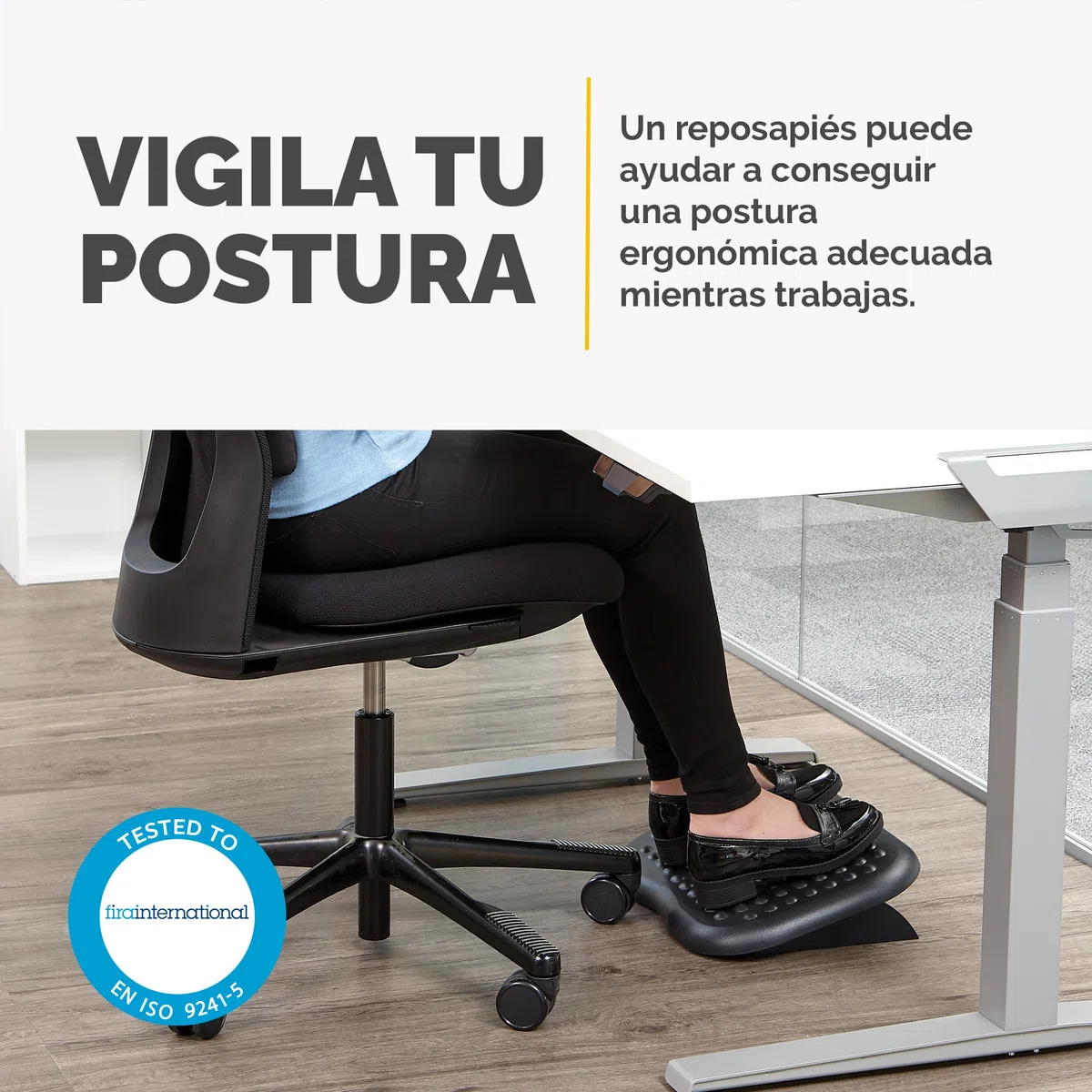Fellowes Reposapiés Ergonómico para oficina - Soporte para pies de inclinación ajustable, antideslizante y con efecto masaje, Negro