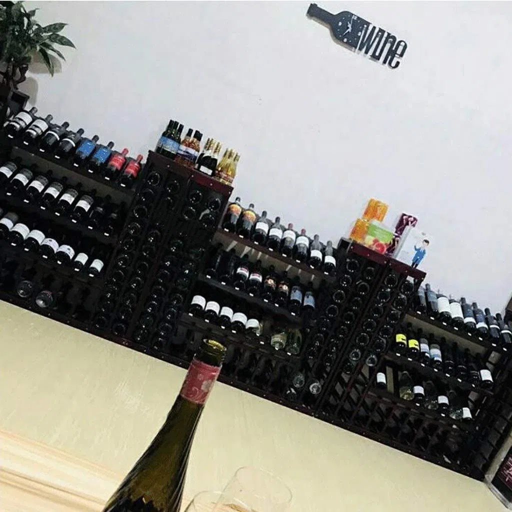 Enfriador de Botellas de Vino de Madera Maciza con Estante de exhibición para el hogar, Bar y mostrador, 118 x 30 x 108 cm