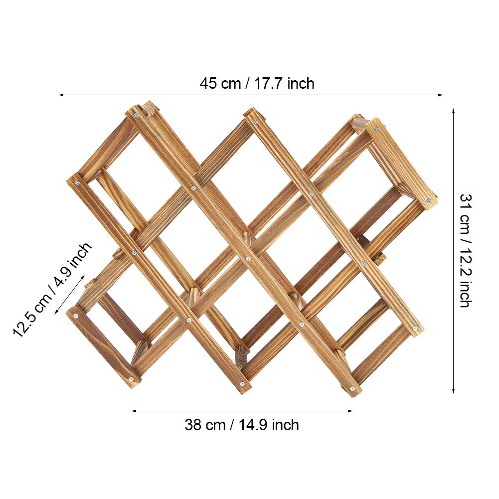 Botellero Plegable de Madera para 10 Botellas de Vino y Cerveza, Soporte Decorativo para Bar