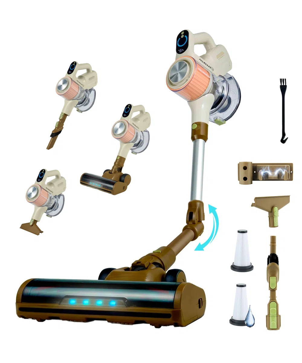 EFFEKTIV Autonomio 500X Aspiradora sin Cable Potente, Aspiradora Escoba 600W Brushless, Succión 45 kPa, hasta 75 min, Filtro HEPA 12 Etapas, Self-Standing, Tubo Flexible, Pantalla LCD, para Mascotas