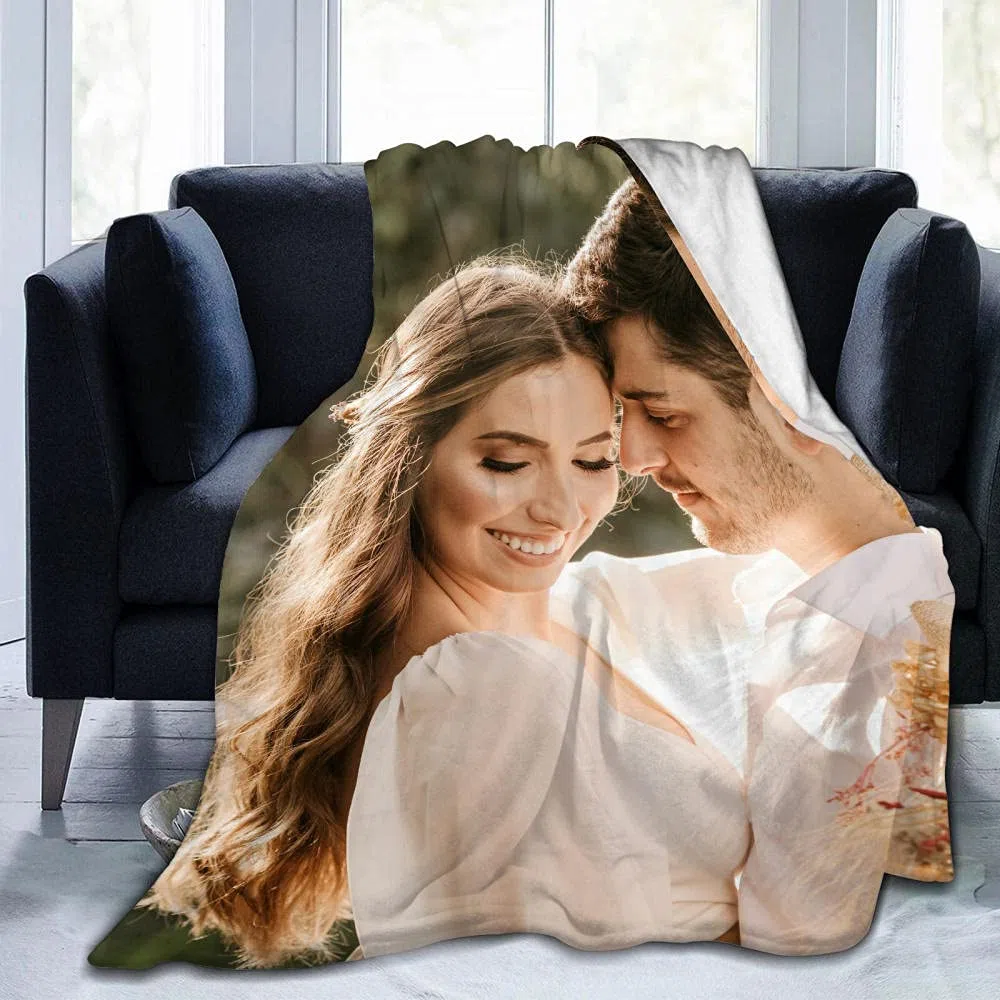Gudina Manta Personalizada con Texto de Fotos. con 1-9 collages de Fotos Mantas de Franela para cumpleaños Familiar Regalo de Boda Se Adapta a sofá Sofá Dormitorio Sala de estar-100cmX150cm