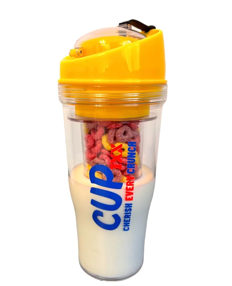 Generisch Cupixx - Vaso de cereales para llevar sin cuchara, color amarillo