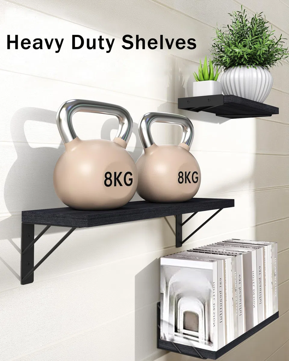 ZVZM Estanteria de Pared Madera, Baldas Flotantes Pared, 3 Niveles Repisas Estante de Pared, Estantería Pared, Estantes Flotantes, Decoración Pared Salon, Dormitorio, Baño, Cocina