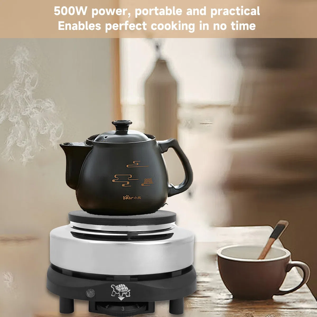Estufa Eléctrica Portátil de Encimera - Temperatura Regulable, Calentador Casero, Placas Multifuncionales para Té, Café, Cocina - Placa de Calentamiento Individual