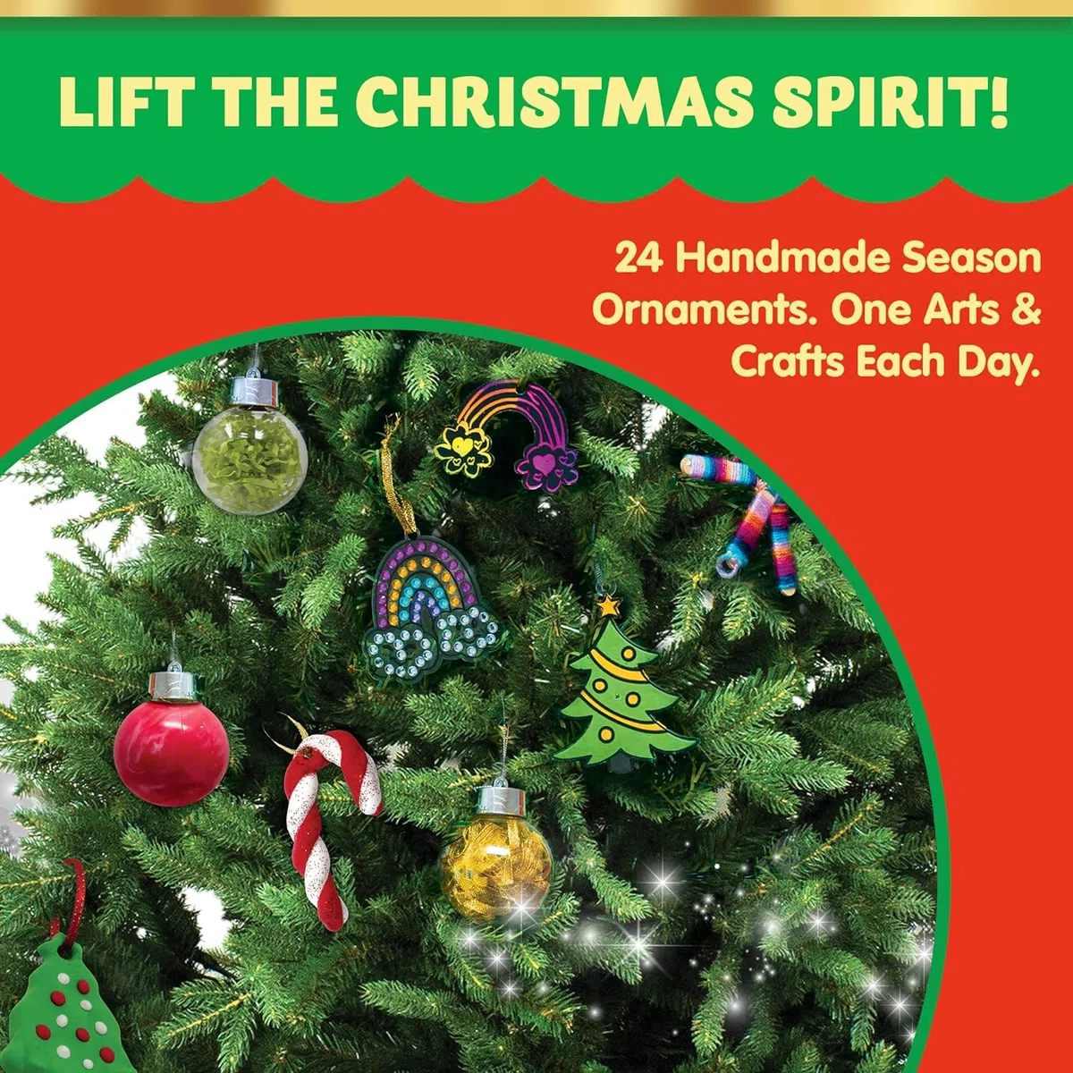 JOYIN Calendario de Adviento de Navidad 2025, calendario de Adviento de 24 días con arte y manualidades navideñas, tijeras, pegamento, cordones, pinturas, acuarelas, regalos para fiestas navideñas