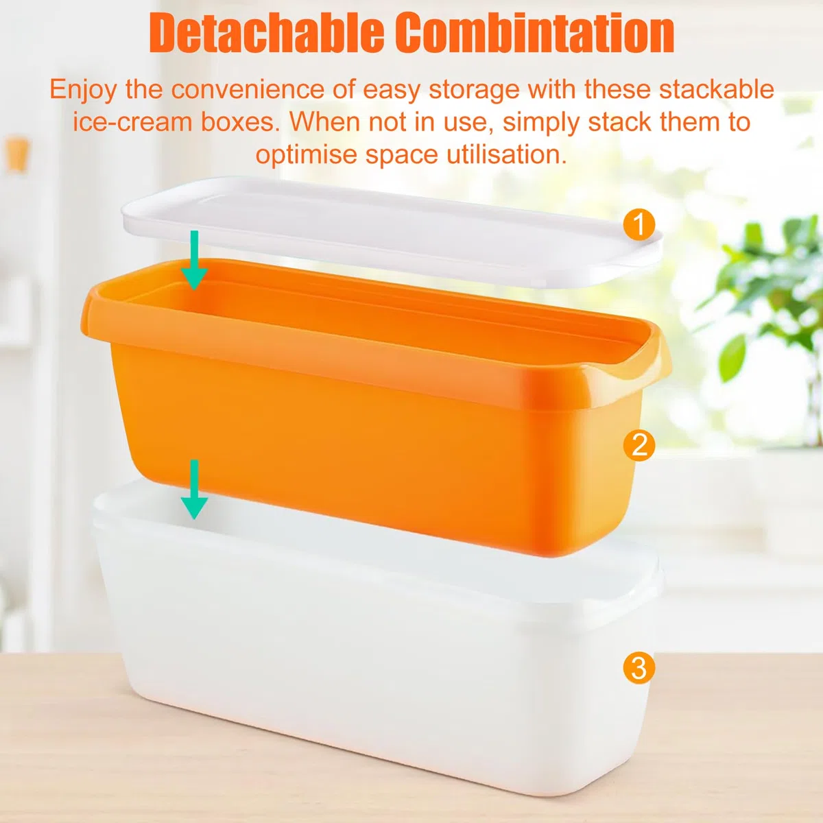 2 Piezas Recipientes para Helados con 3 Cucharas, Contenedores de Hielo para Helados de 1,5 litros, Recipientes de Almacenamiento Congelador con Tapa de Silicona, Sin BPA para Accesorios de Cocina