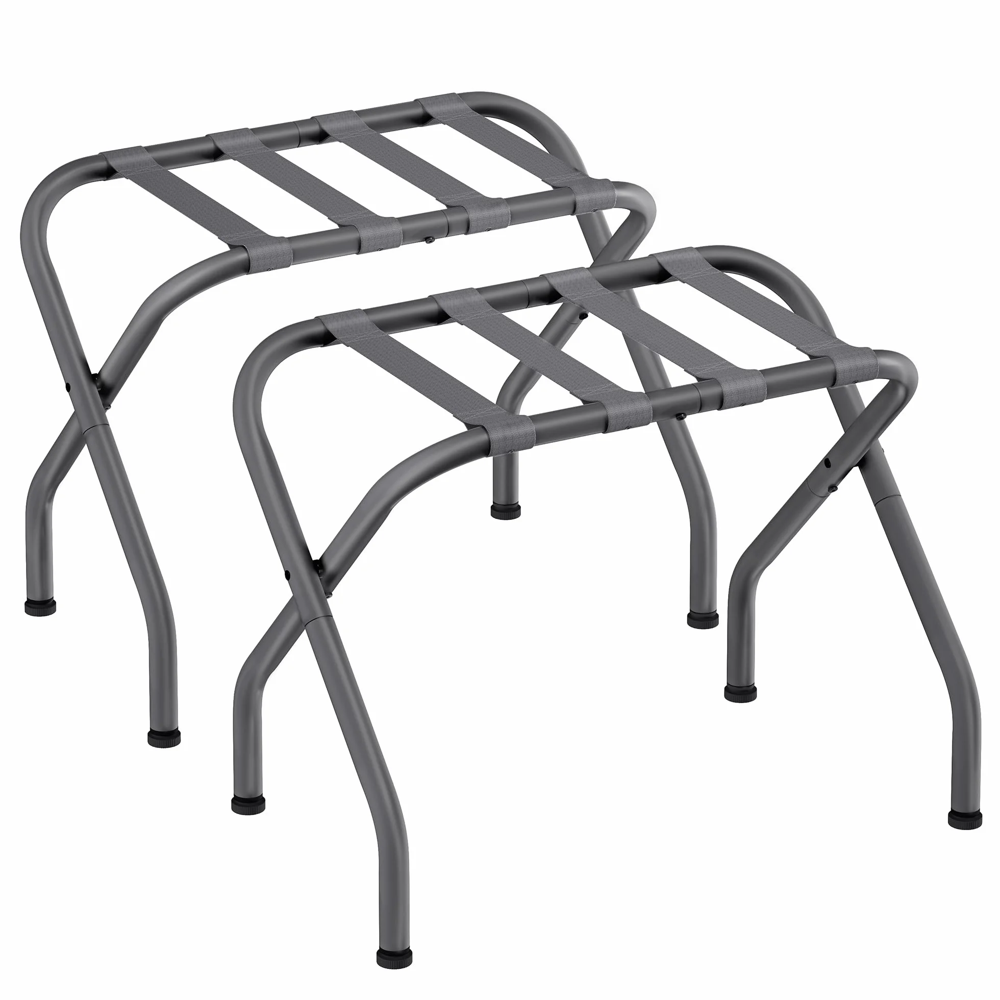SONGMICS Portaequipajes para habitación de invitados, juego de 2 soportes para maleta, marco de acero plegable, para hotel, dormitorio, soporta hasta 110 libras, 27.2 x 15 x 20.5 pulgadas, gris
