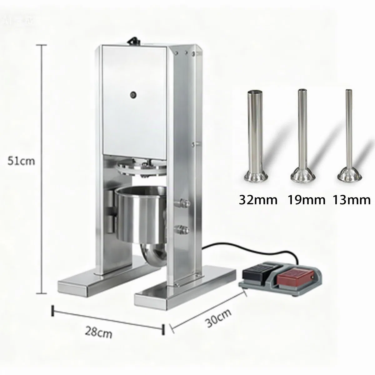Maquina De Embutir, Embutidora Electrica De Chorizos, Máquina Para Embutir Salchichas De Acero Inoxidable, Con 3 Tubos De Relleno, Capacidad De 3 l, Control Con El Pie, 220v