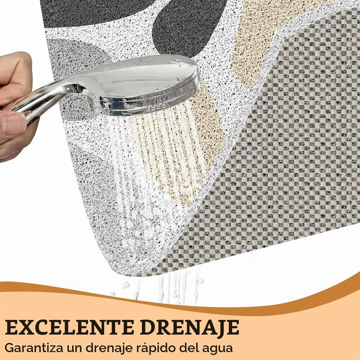 Alfombrilla Ducha Antideslizante Cuadrada 60x60 cm PVC Luffa, Alfombra Bañera Suave Secado Rápido Drenaje, Alfombra Baño Antideslizante para Mayores y Familia, Piedra Gris
