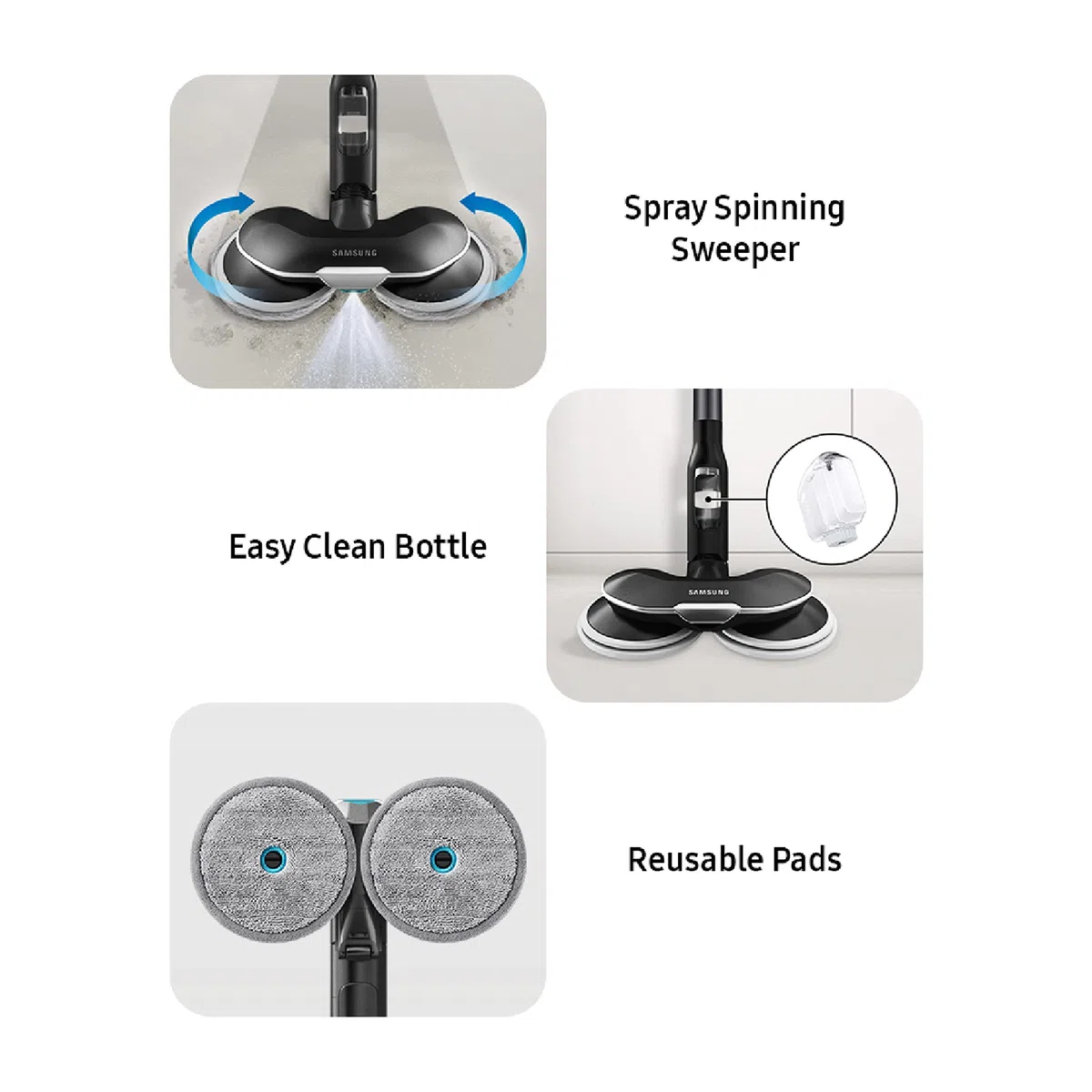 Samsung Bespoke-Cepillo Giratorio para barredora Accesorio de trapeador al vacío, Plateado