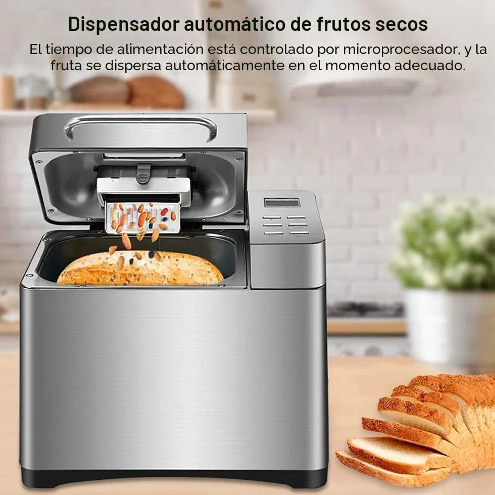 Panificadora de 1000 g, 19 programas, para panadería, 650 W, para la cocina en casa, caravana, camping, fiestas, restaurante