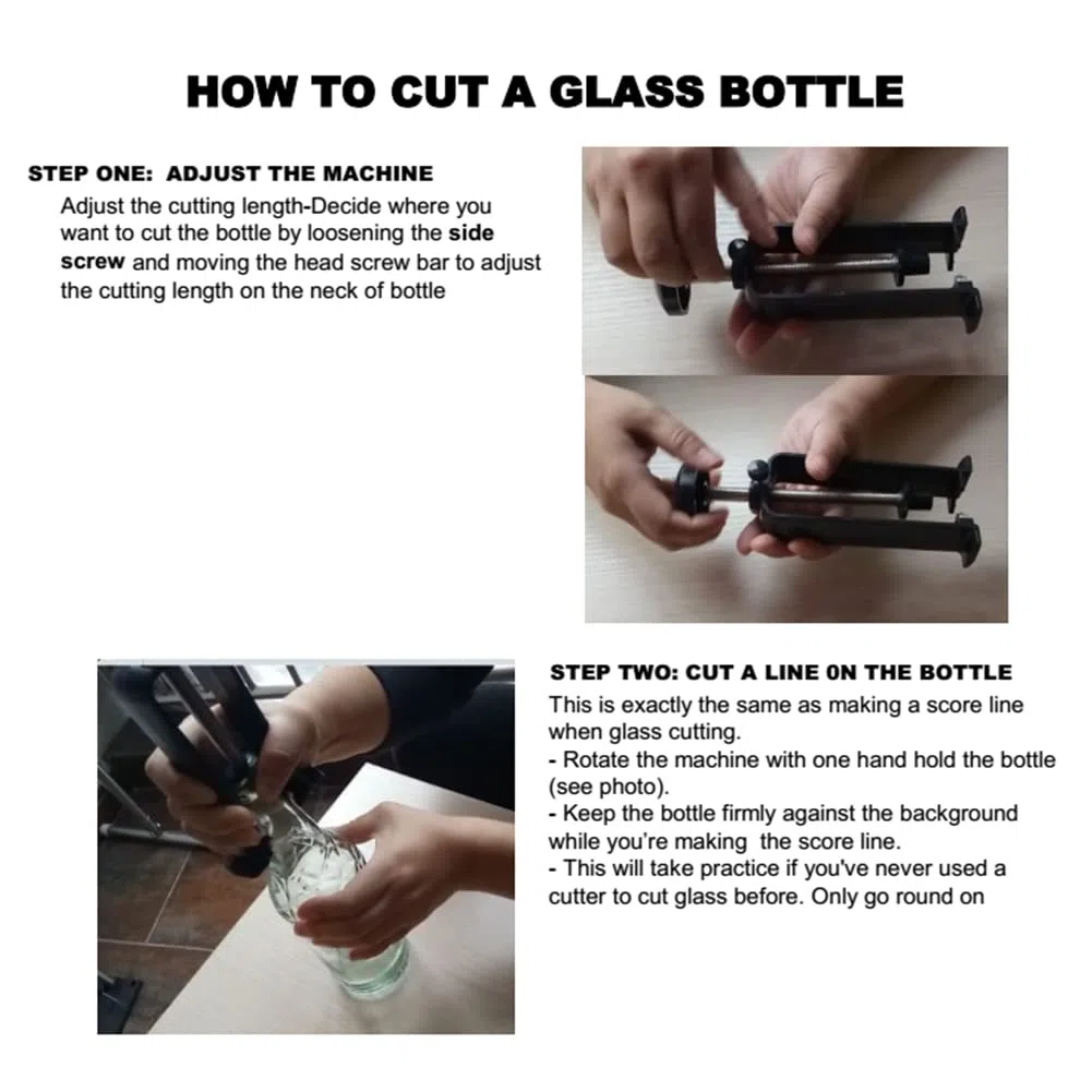 Cortador de Botellas de Vidrio, Corte de Cuello de Acero y Plástico con Precisión Puede Cortar una Variedad de Botellas, Herramienta de Reciclaje para Vasos o Jarrones,