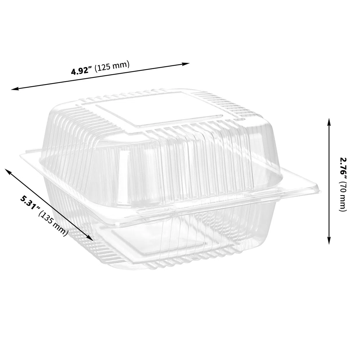 100 cajas individuales de 5.3 pulgadas, cajas cuadradas transparentes apilables de plástico para porciones, magdalenas, hamburguesas, ensalada, pastelería