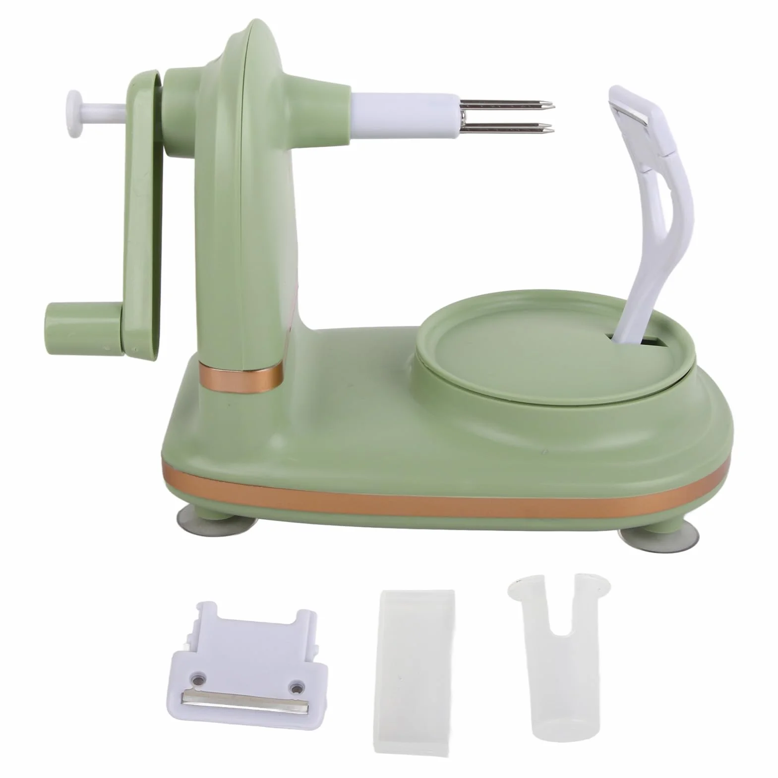 Pelador de Manzanas con Manivela, Utensilio de Cocina Giratorio Manual, Máquina Cortadora de Cáscara de Frutas con Acero Inoxidable PP, Ideal para Uso Doméstico en la Cocina