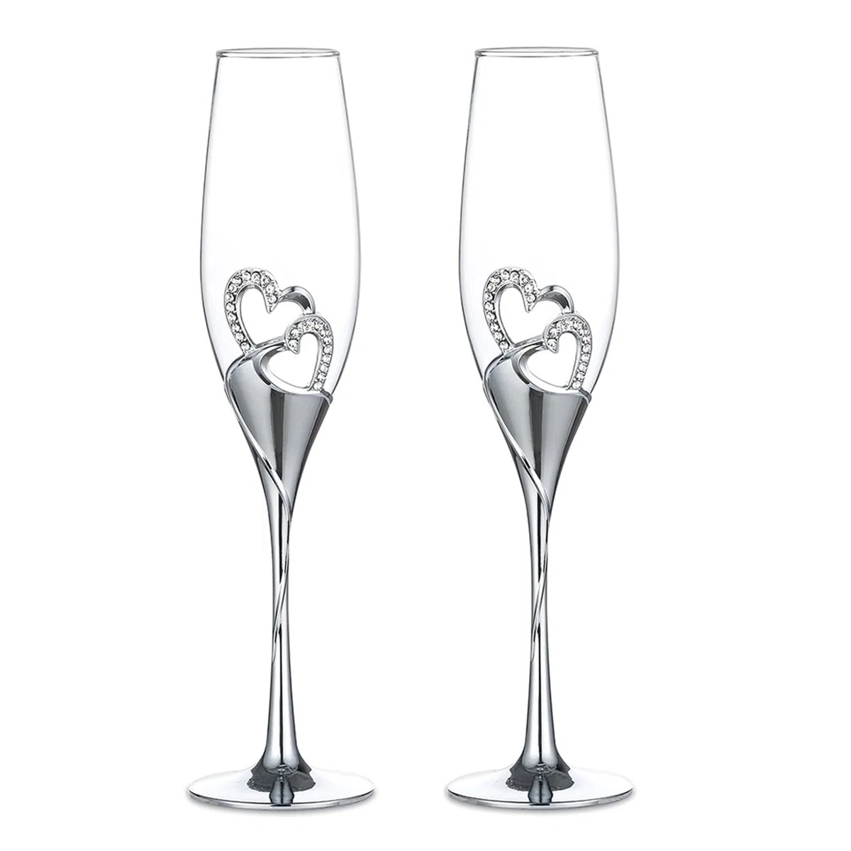 Sziqiqi Un Par De Copas De Champaña Copa Del Vino Tinto Copa Copas Como Regalo De Boda En Forma De Corazón, Plata
